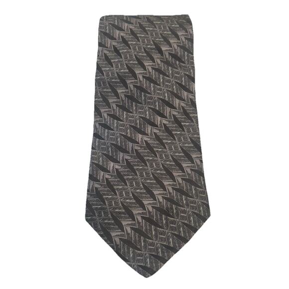 ITALO FERRETTI Gray Geometric Mens Luxury Tie 3.75